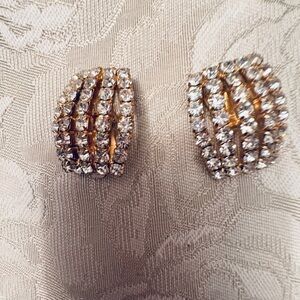 Gold and Silver Crystal Stud Earrings